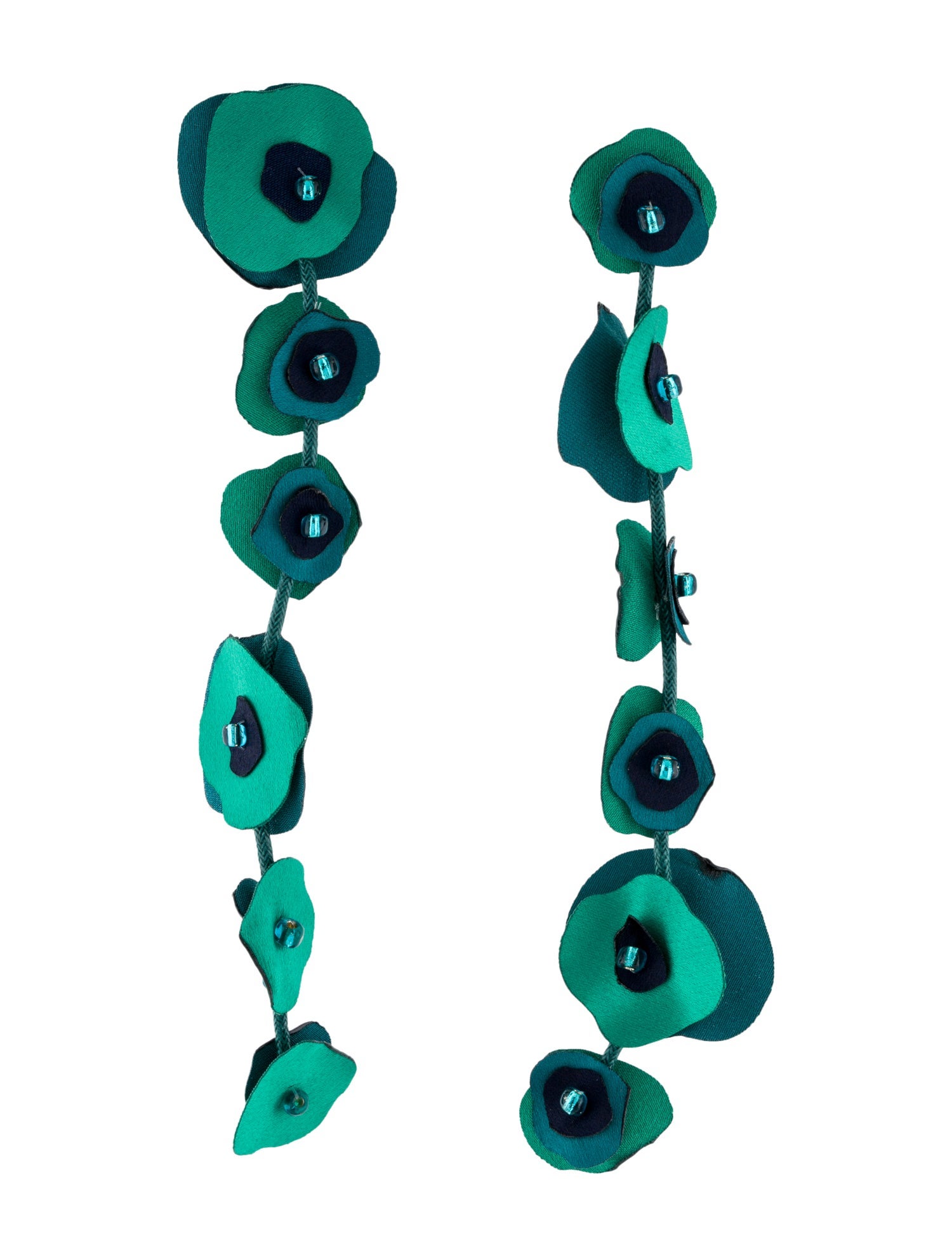 Cult Gaia Silk, Bead & Cord Zelena Clip-On Drop Earrings
