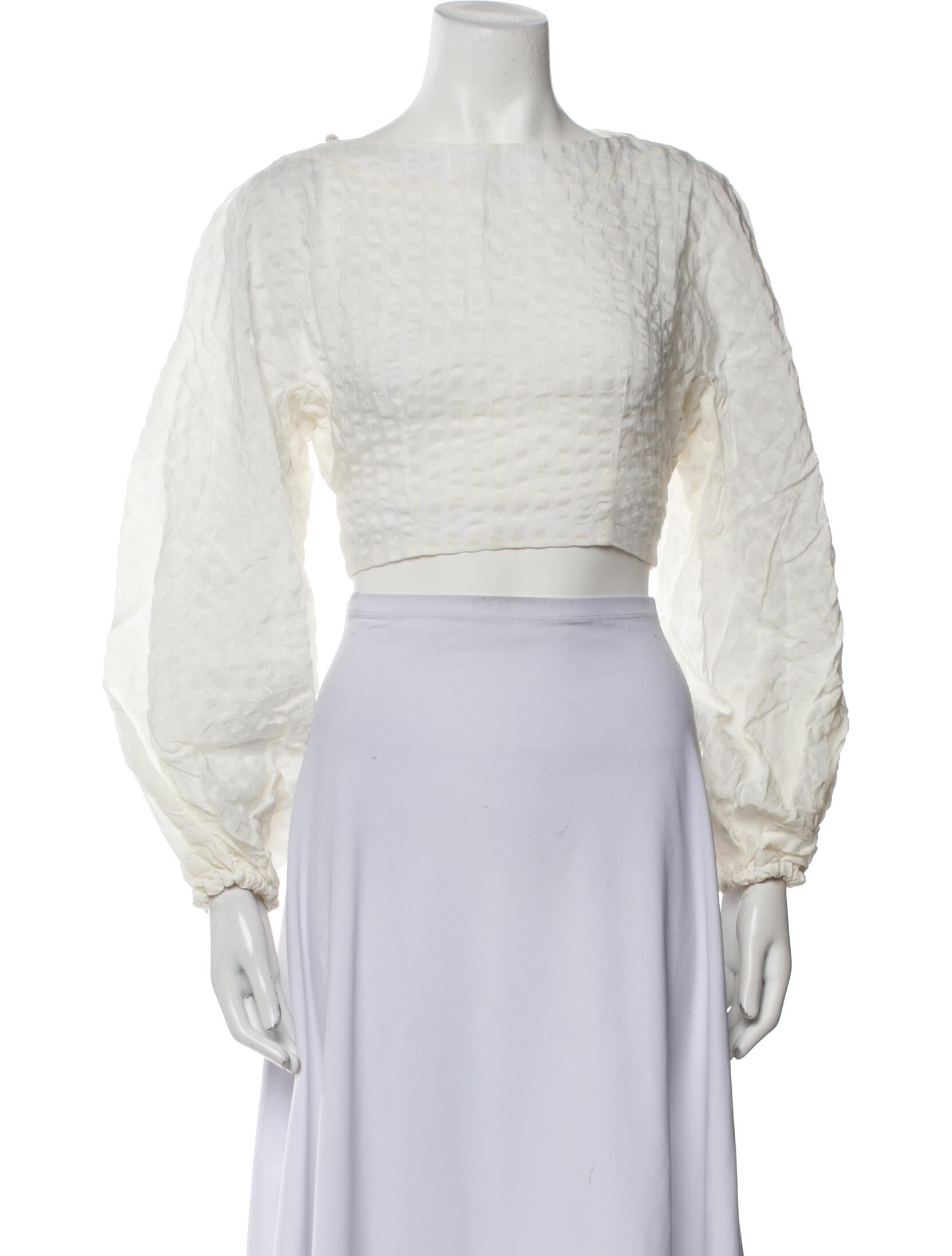 Cult Gaia Square Neckline Long Sleeve Crop Top