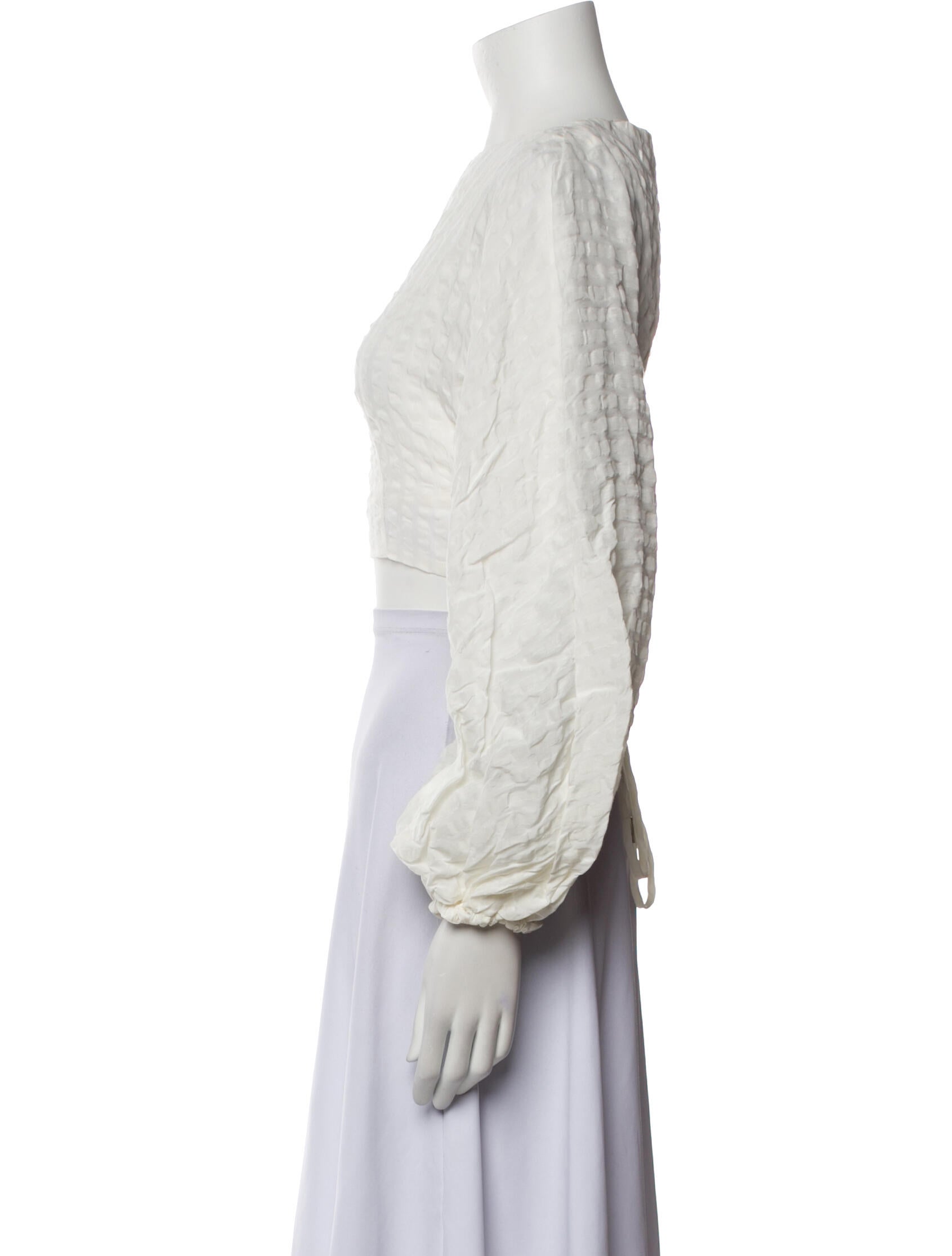 Cult Gaia Square Neckline Long Sleeve Crop Top