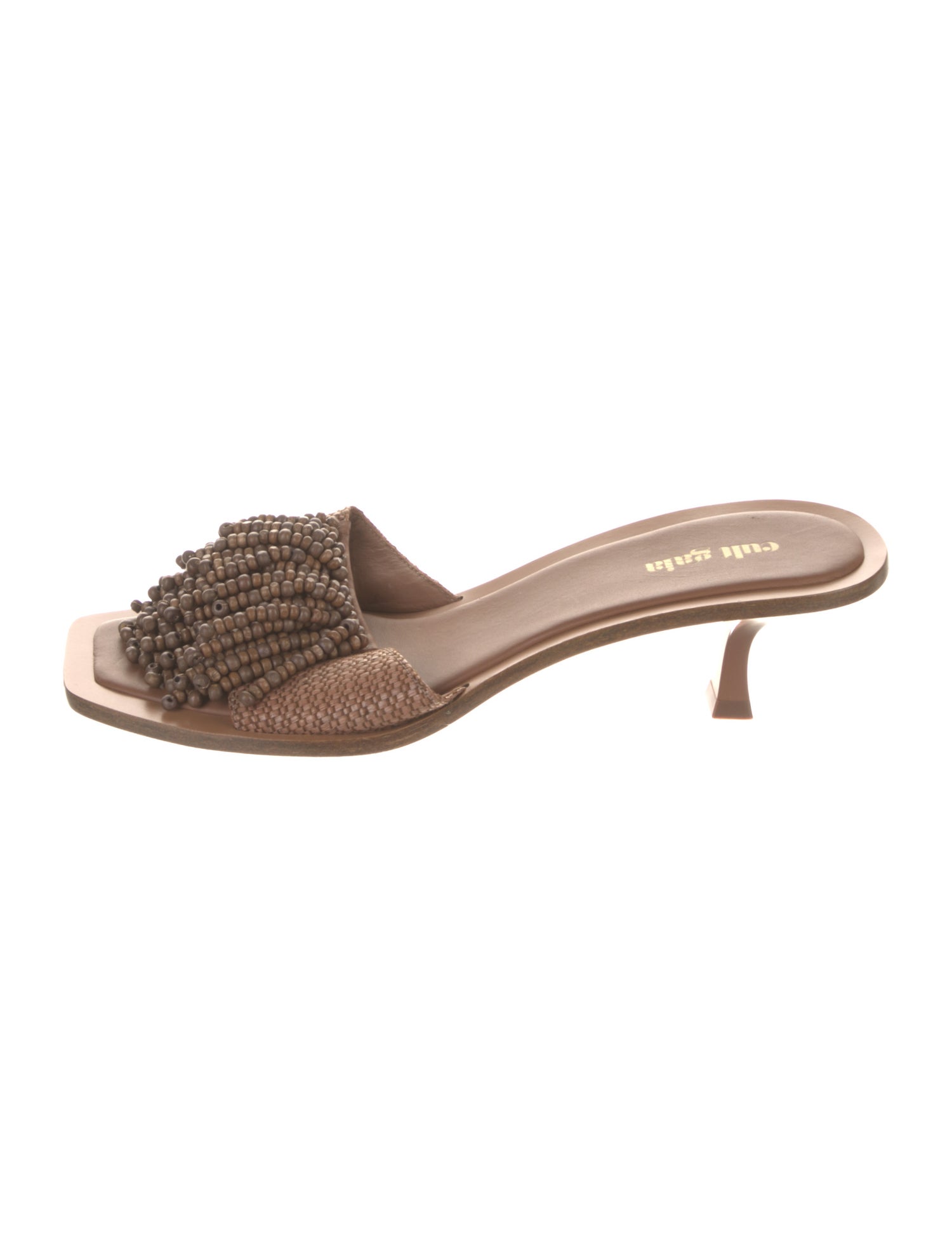 Cult Gaia Raffia Beaded Accents Slides