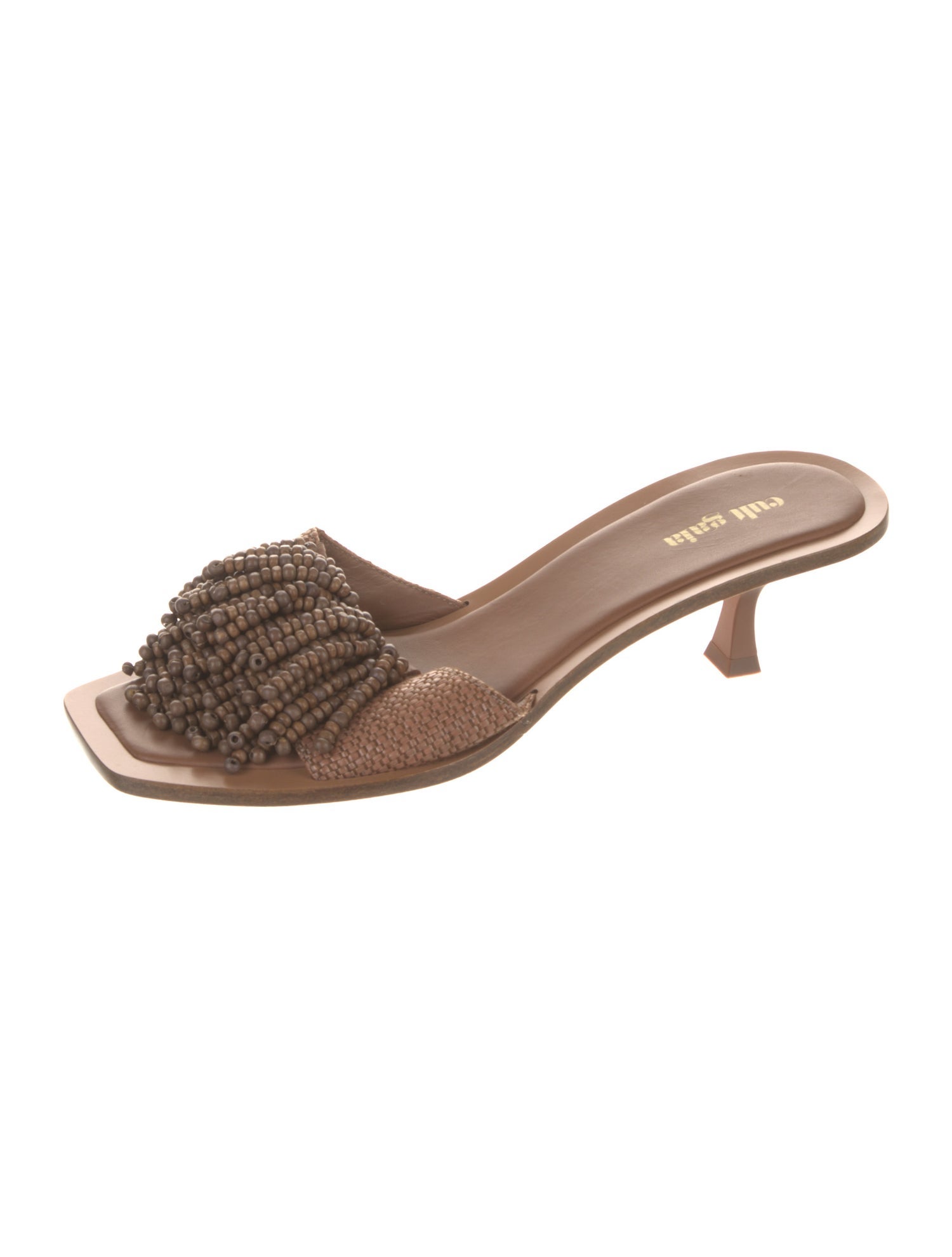 Cult Gaia Raffia Beaded Accents Slides