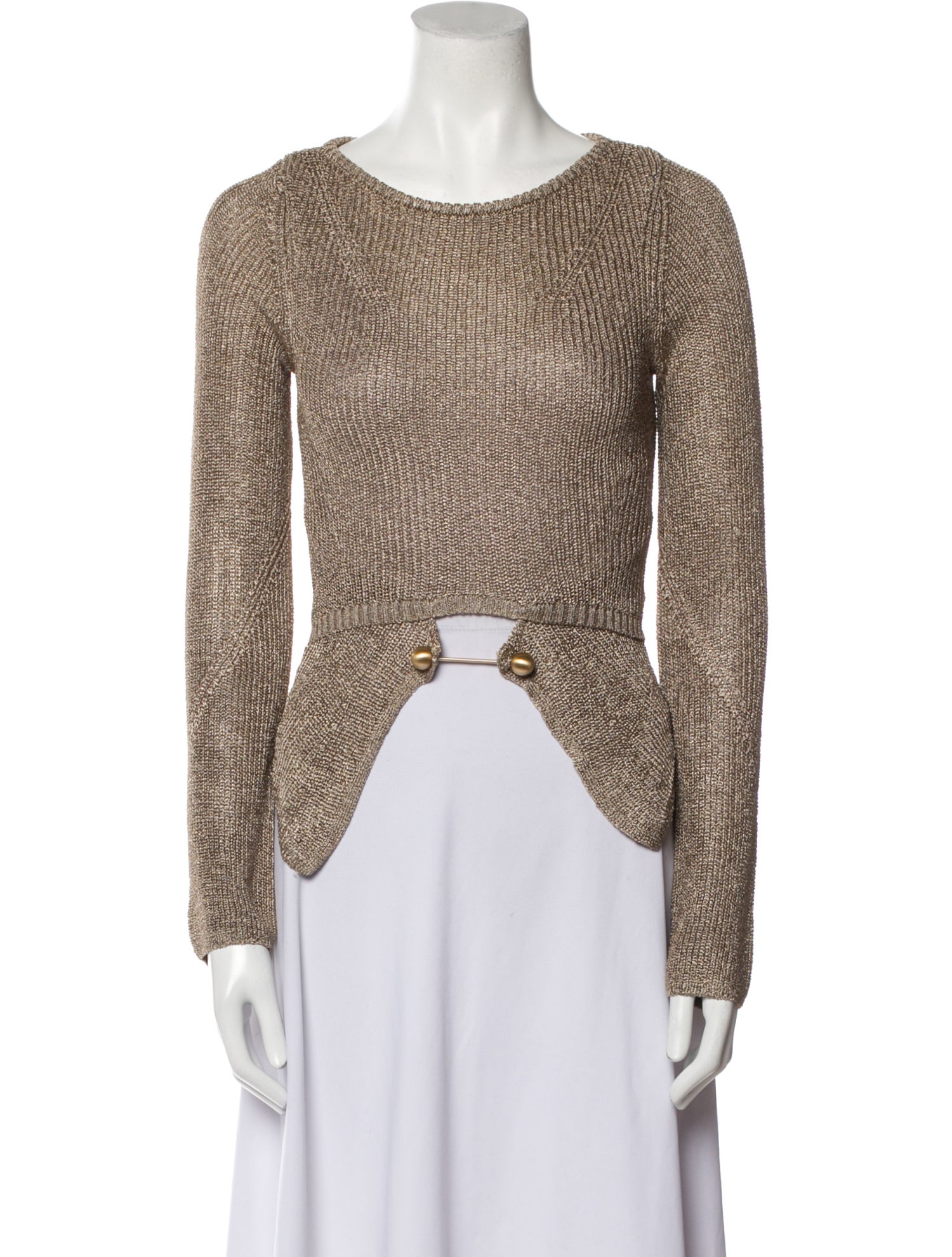 Cult Gaia Scoop Neck Long Sleeve Crop Top