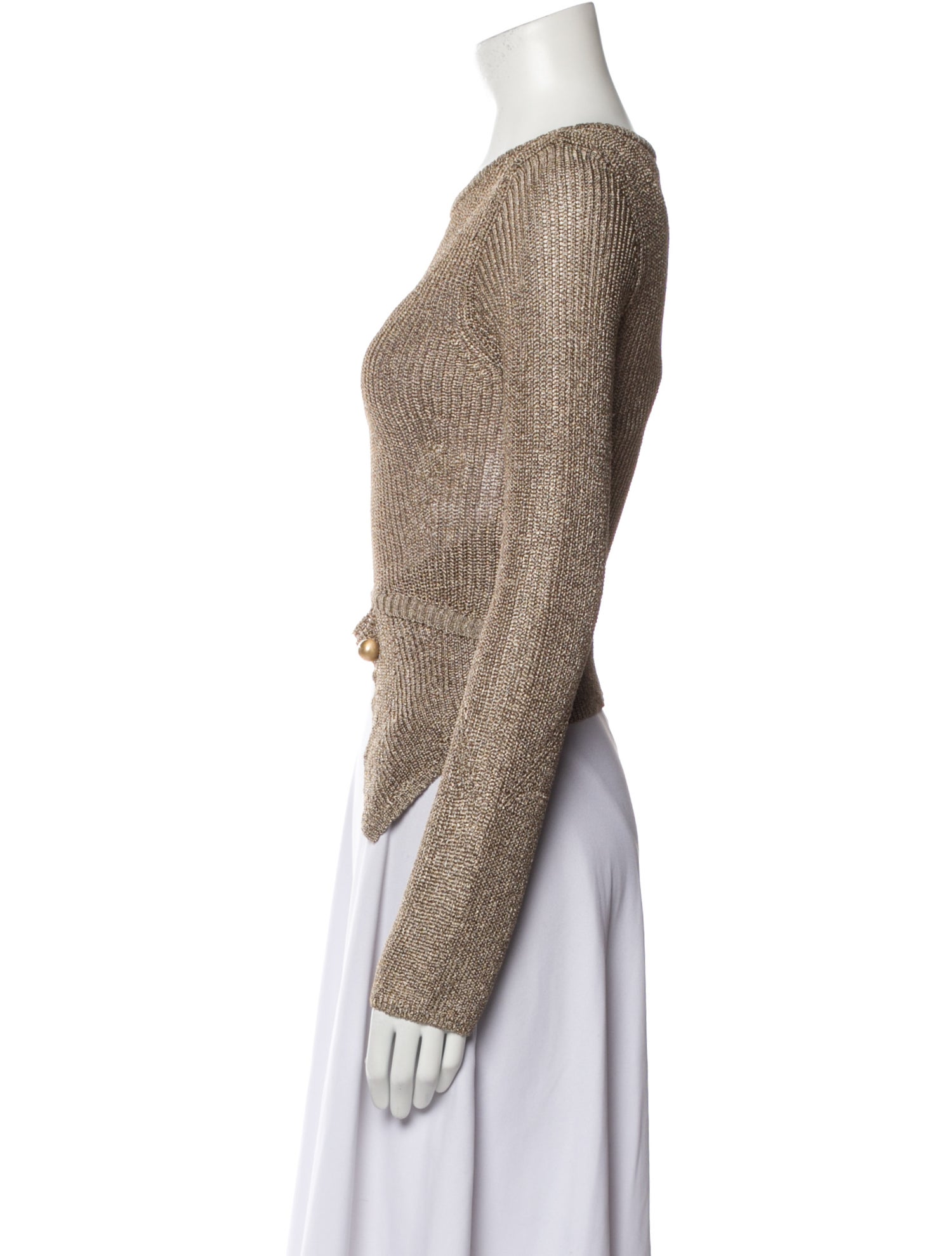 Cult Gaia Scoop Neck Long Sleeve Crop Top