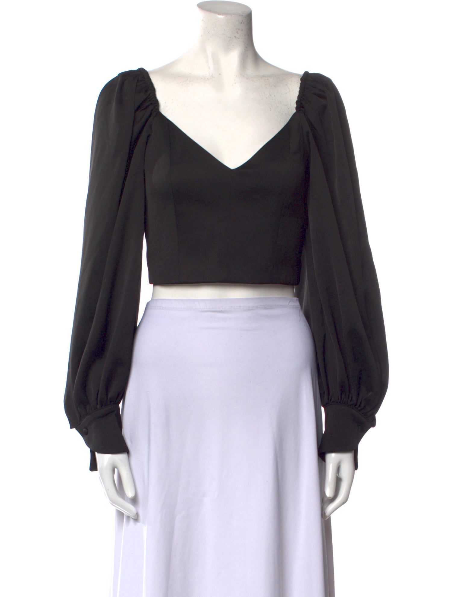 Cult Gaia V-Neck Long Sleeve Crop Top