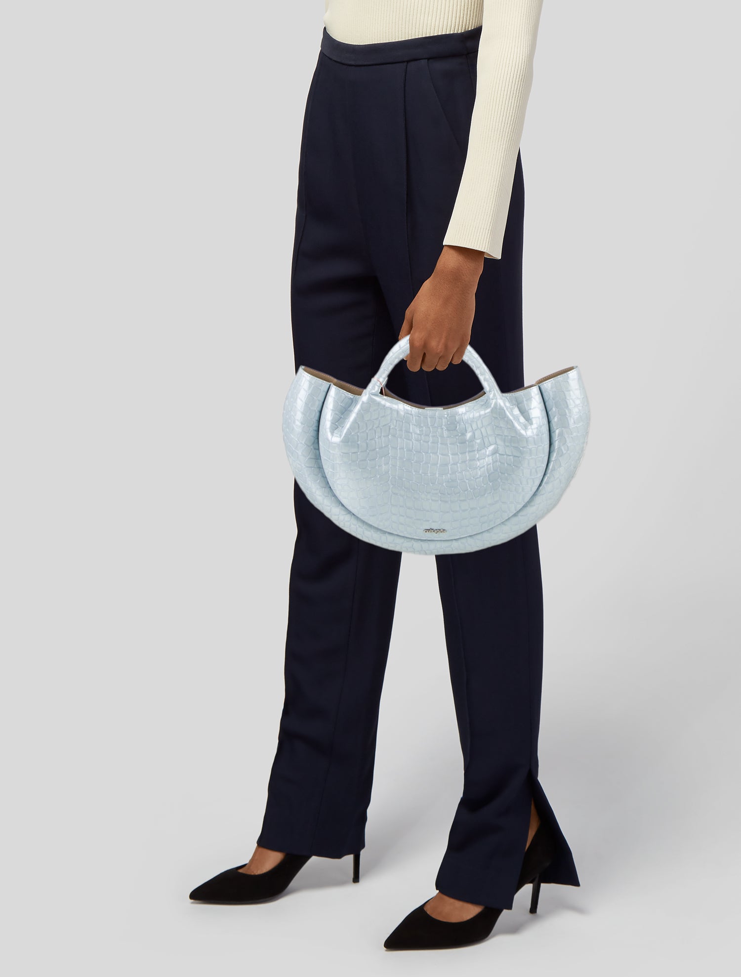 Cult Gaia Embossed Leather Top Handle Bag w/ Tags