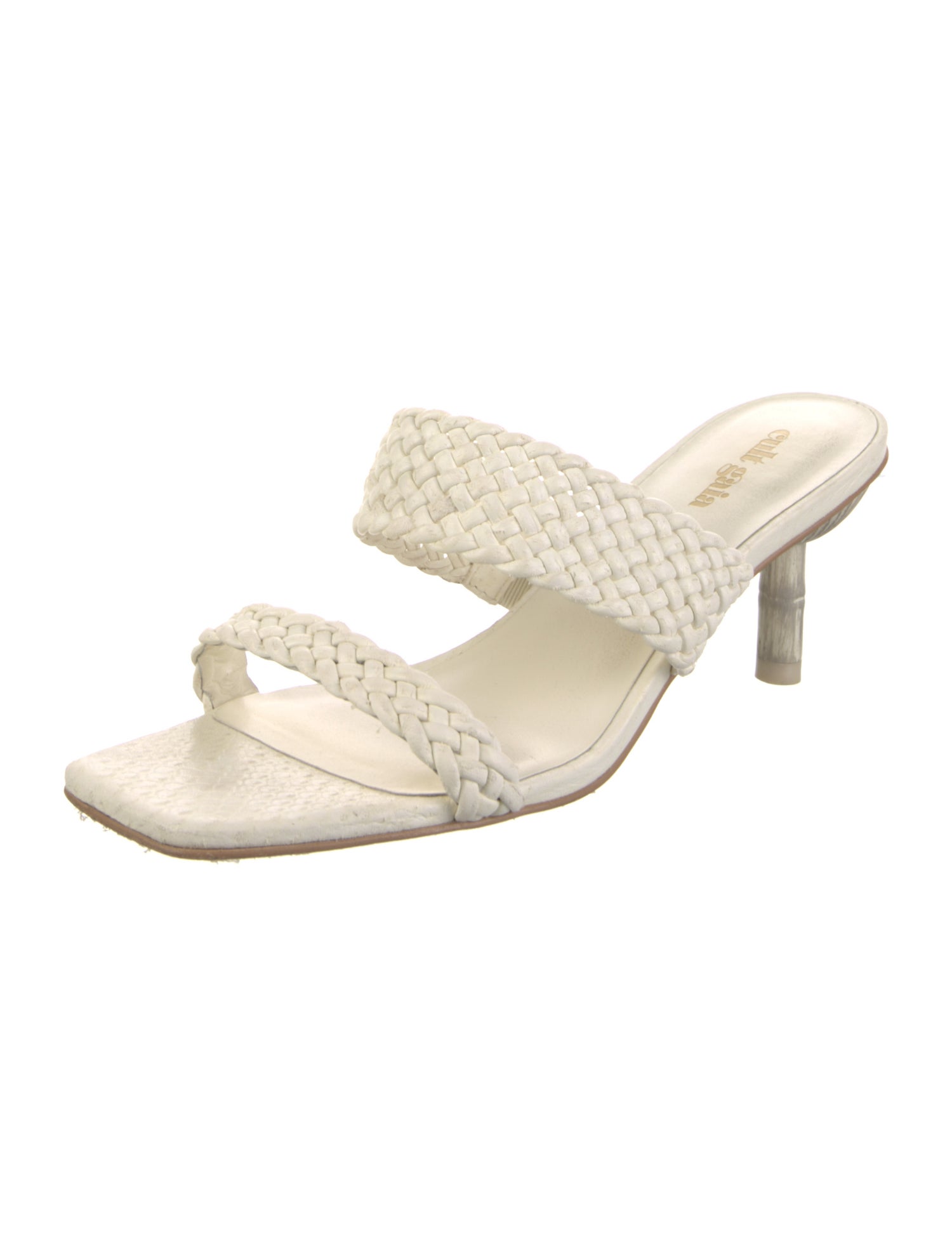 Cult Gaia Leather Braided Accents Slides