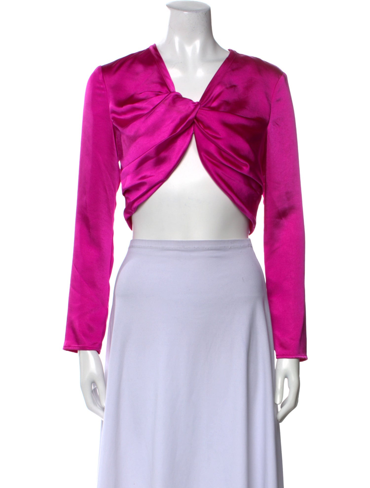 Cult Gaia V-Neck Long Sleeve Crop Top