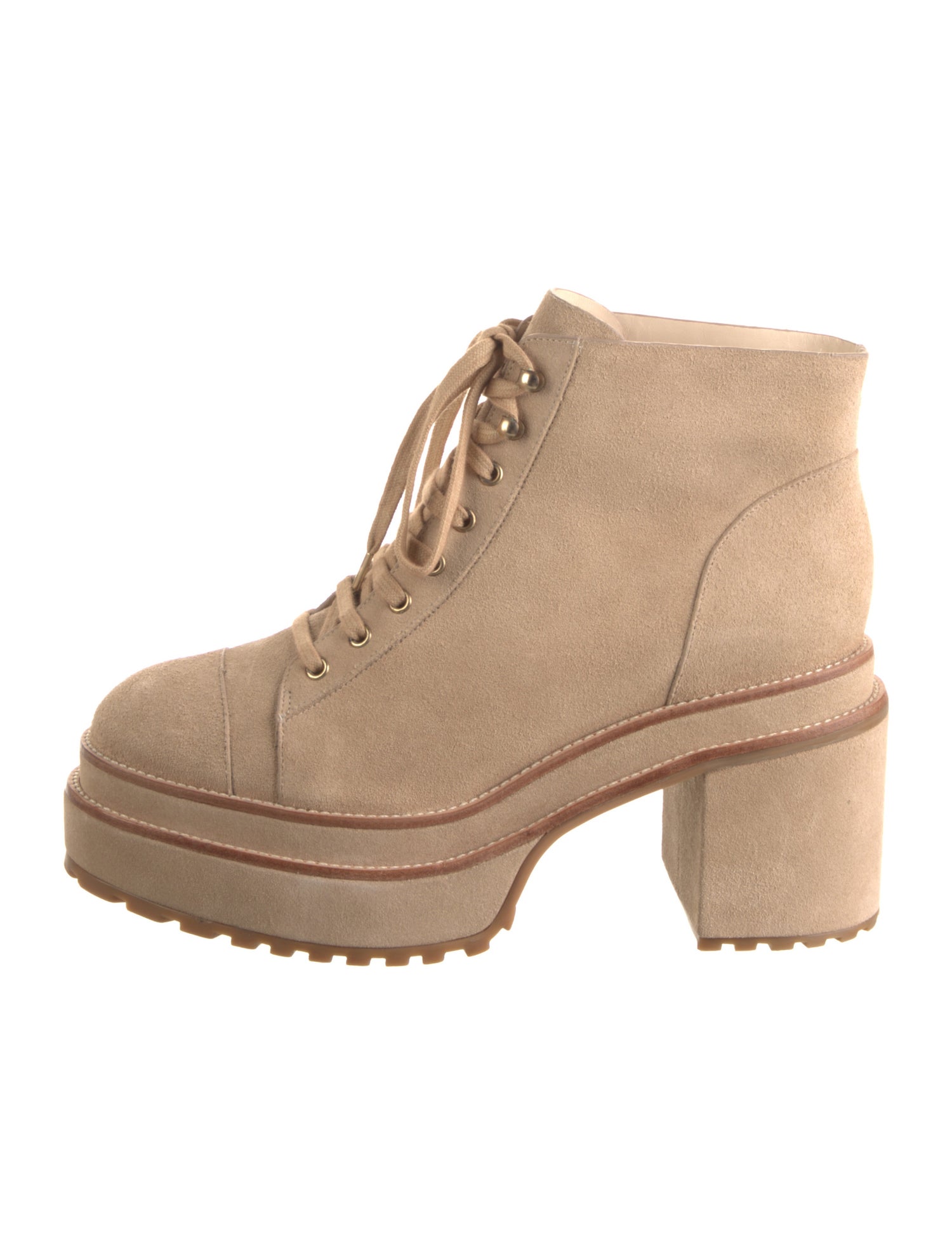 Cult Gaia Suede Whipstitch Trim Combat Boots