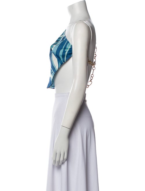 Cult Gaia Printed One-Shoulder Crop Top