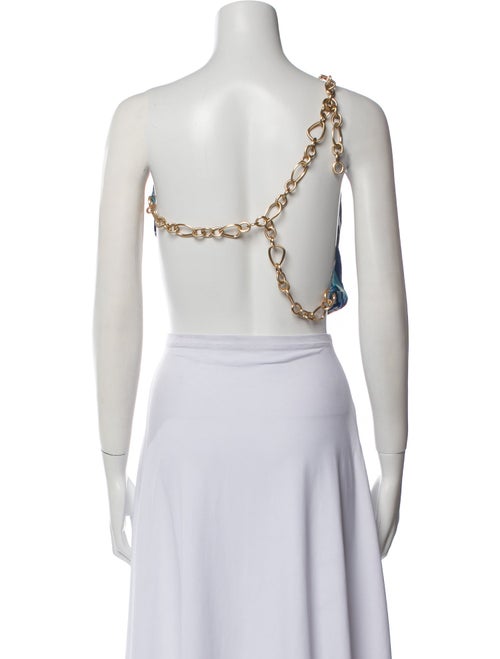 Cult Gaia Printed One-Shoulder Crop Top