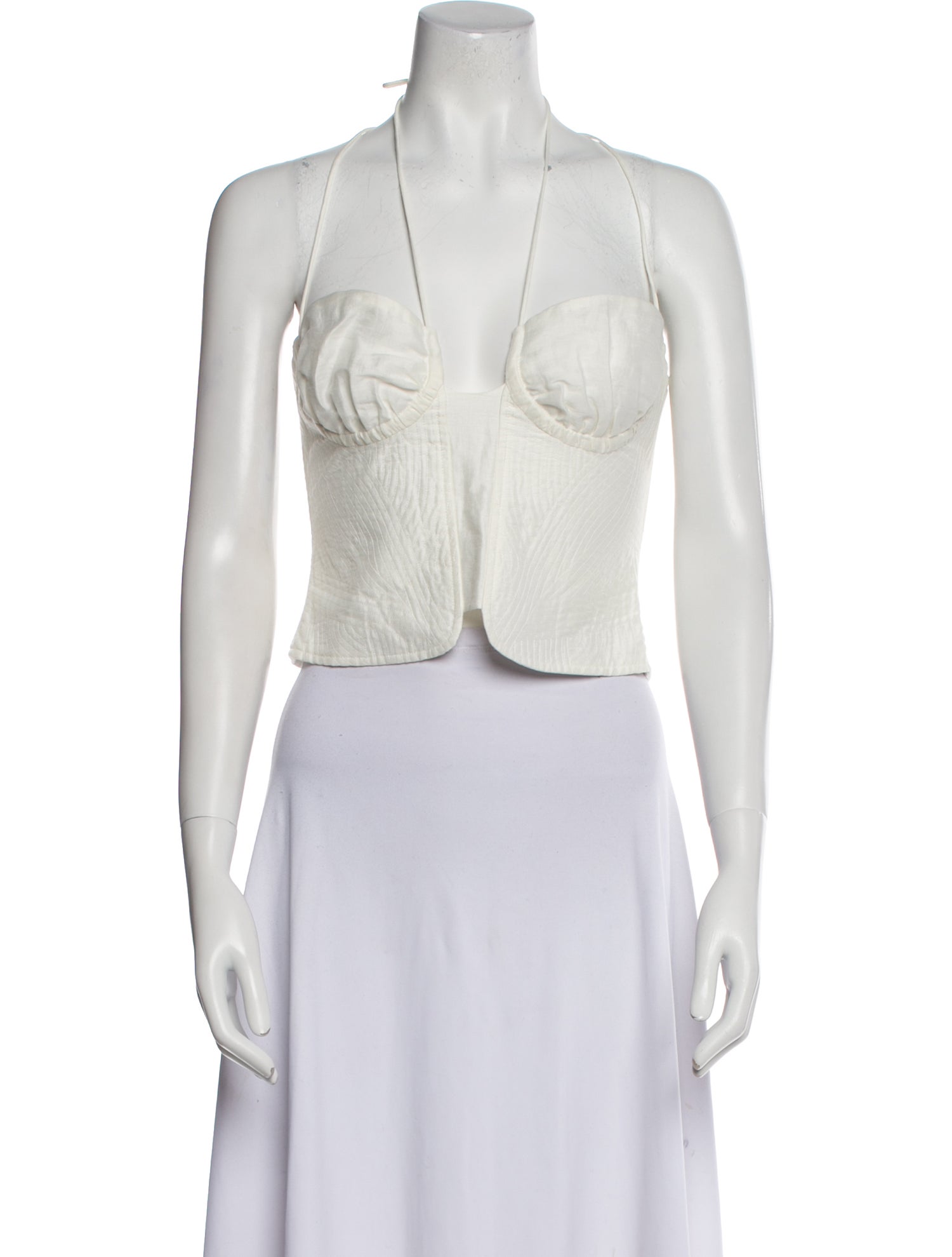 Cult Gaia Linen V-Neck Crop Top