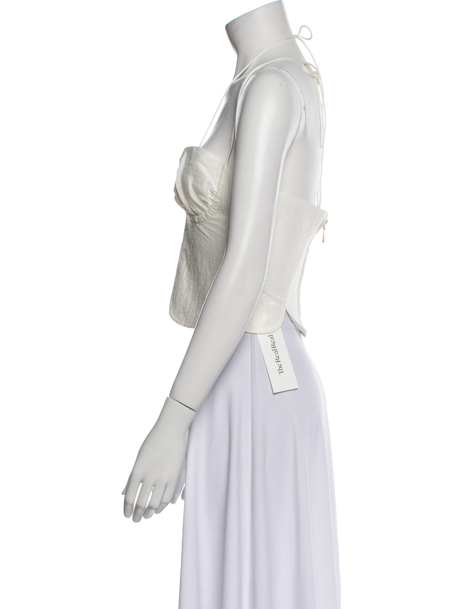 Cult Gaia Linen V-Neck Crop Top