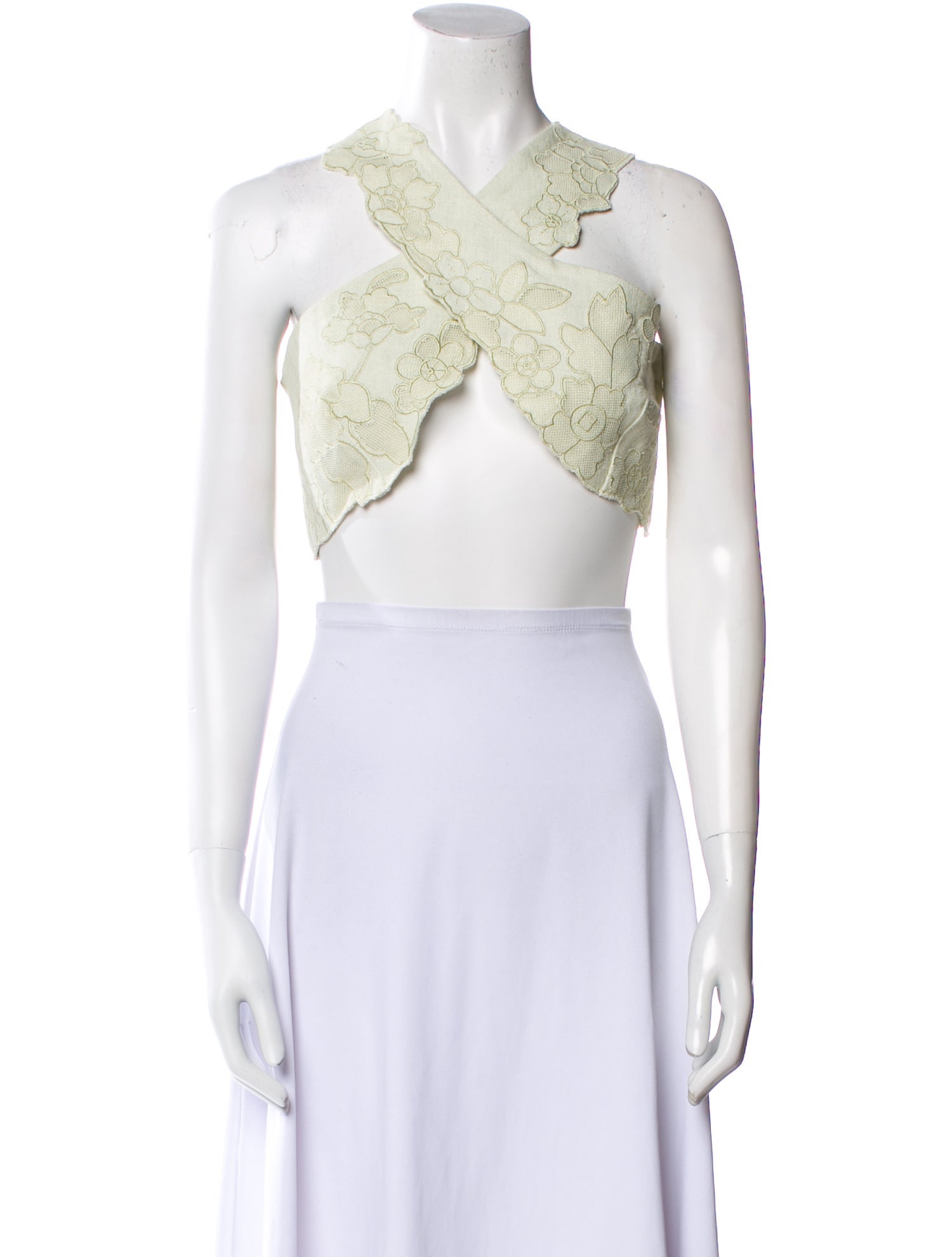 Cult Gaia Linen Halterneck Crop Top