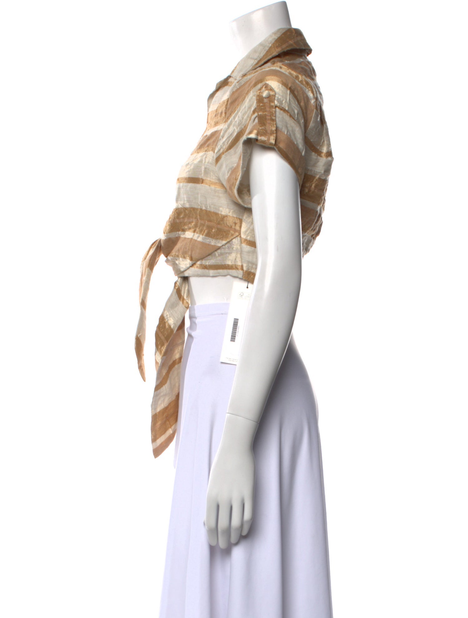 Cult Gaia Plaid Print V-Neck Crop Top