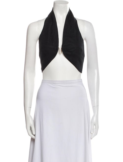 Cult Gaia Linen Halterneck Crop Top