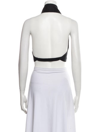 Cult Gaia Linen Halterneck Crop Top