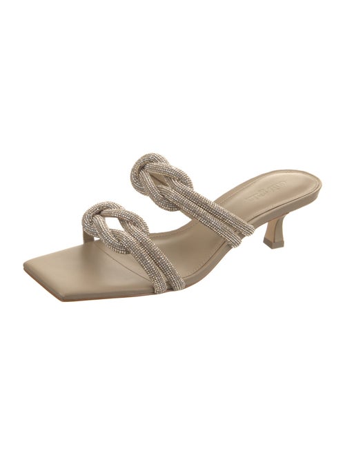 Cult Gaia Leather Crystal Embellishments Slides