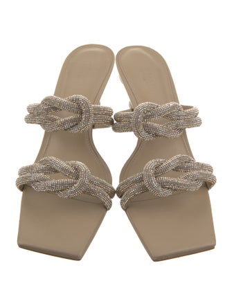 Cult Gaia Leather Crystal Embellishments Slides