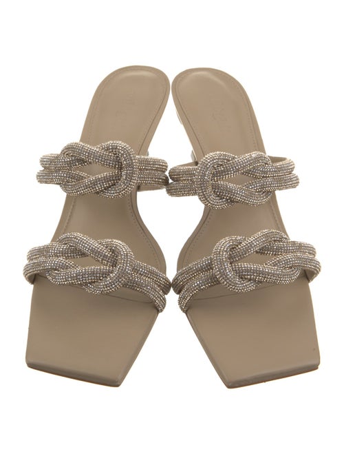 Cult Gaia Leather Crystal Embellishments Slides