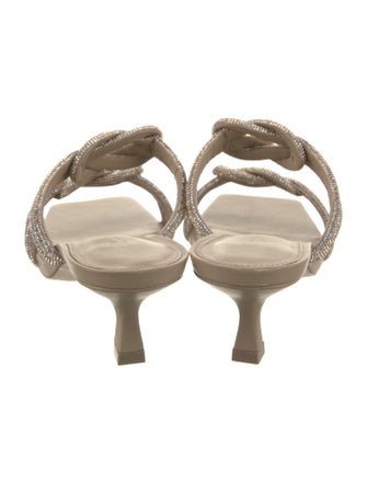 Cult Gaia Leather Crystal Embellishments Slides