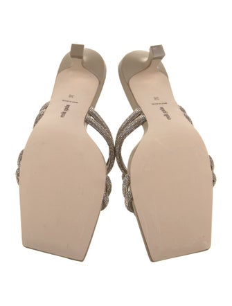 Cult Gaia Leather Crystal Embellishments Slides