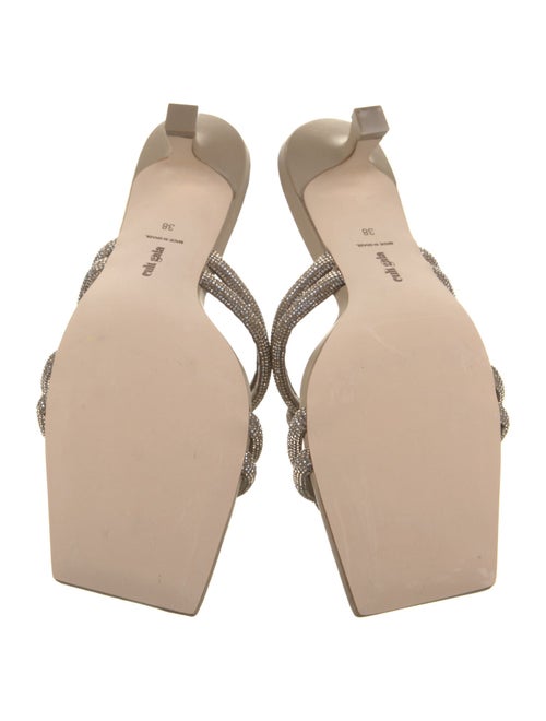 Cult Gaia Leather Crystal Embellishments Slides