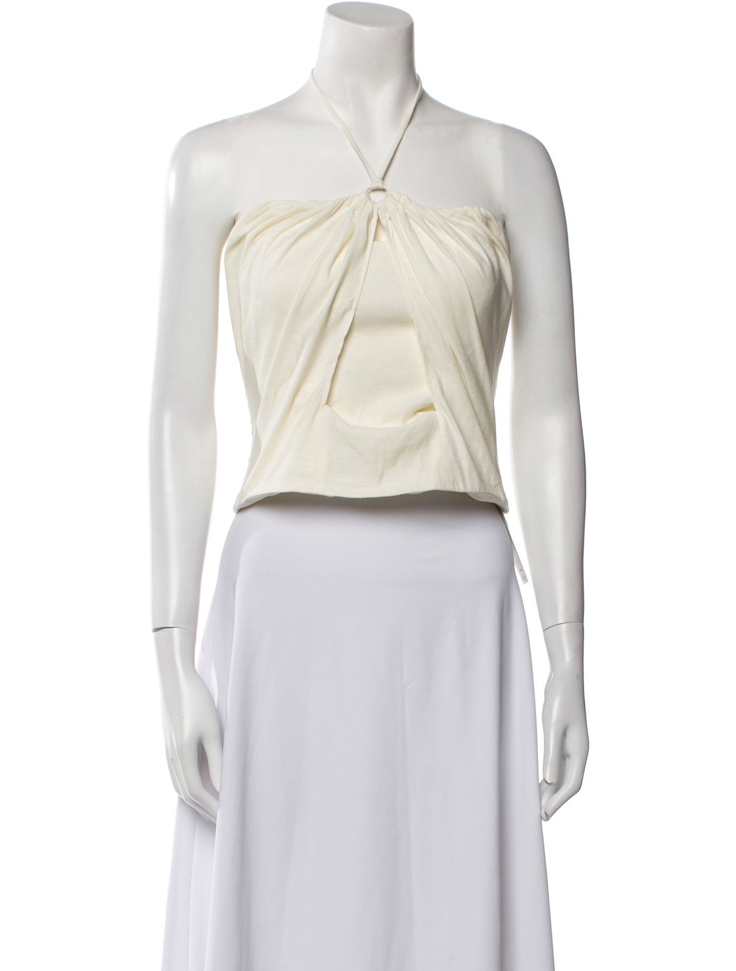 Cult Gaia Linen Strapless Crop Top