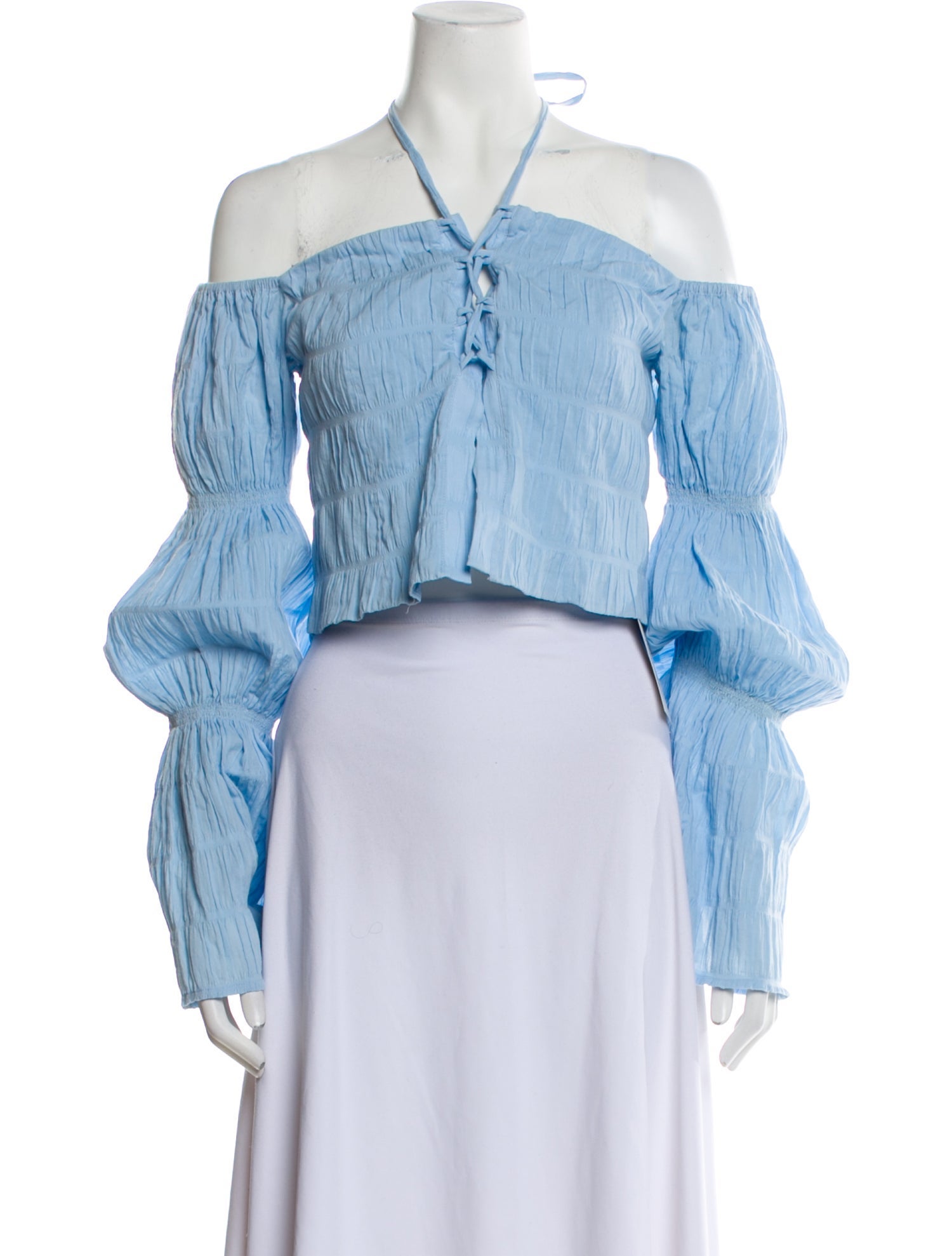 Cult Gaia Off-The-Shoulder Long Sleeve Crop Top