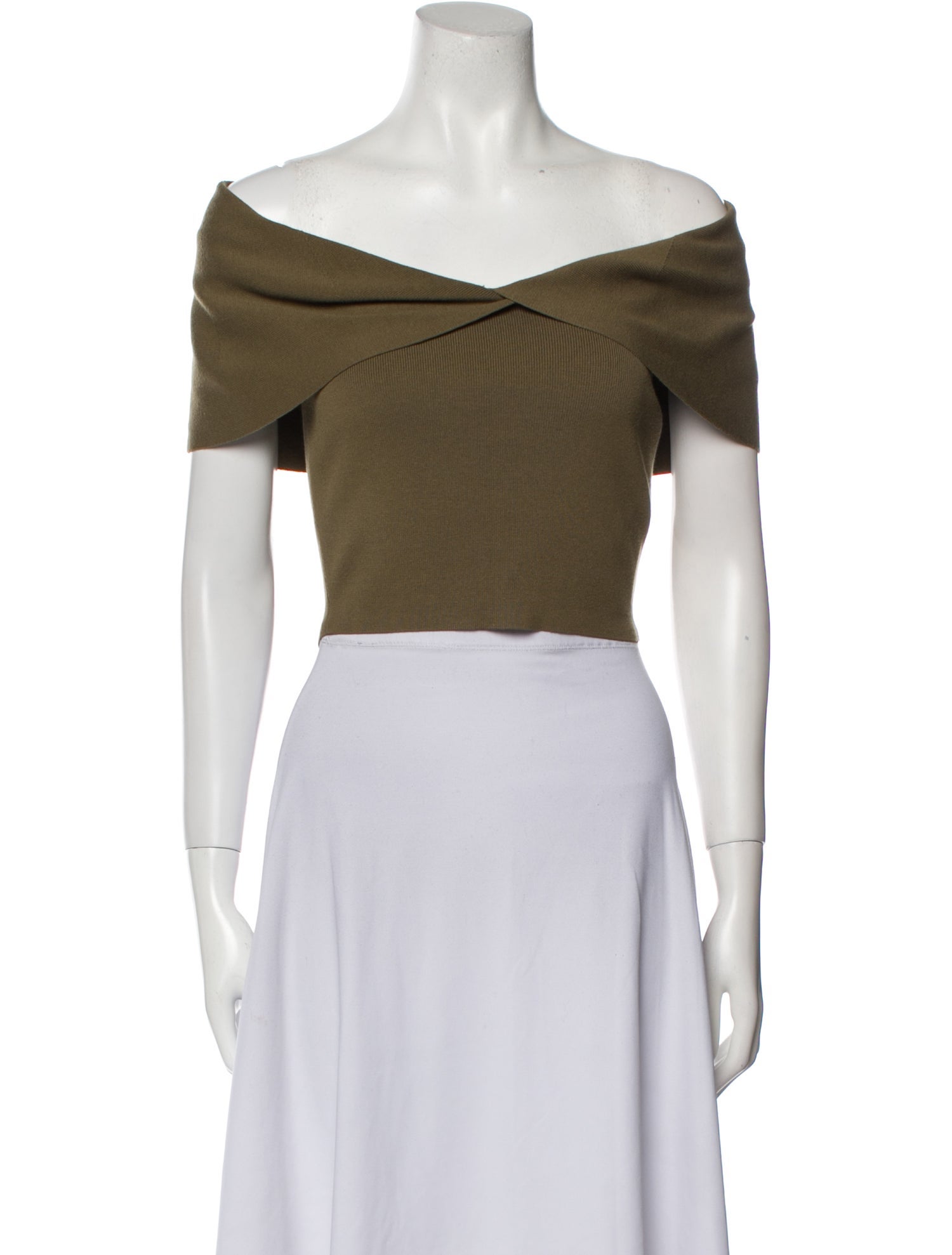 Cult Gaia Off-The-Shoulder Short Sleeve Crop Top