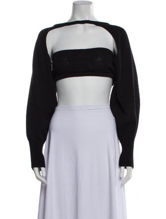 Cult Gaia Bateau Neckline Long Sleeve Crop Top