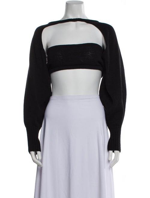 Cult Gaia Bateau Neckline Long Sleeve Crop Top