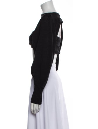 Cult Gaia Bateau Neckline Long Sleeve Crop Top