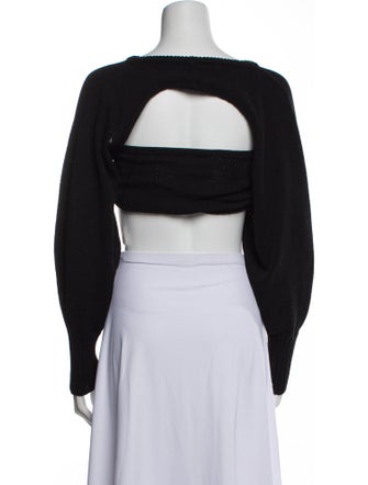 Cult Gaia Bateau Neckline Long Sleeve Crop Top