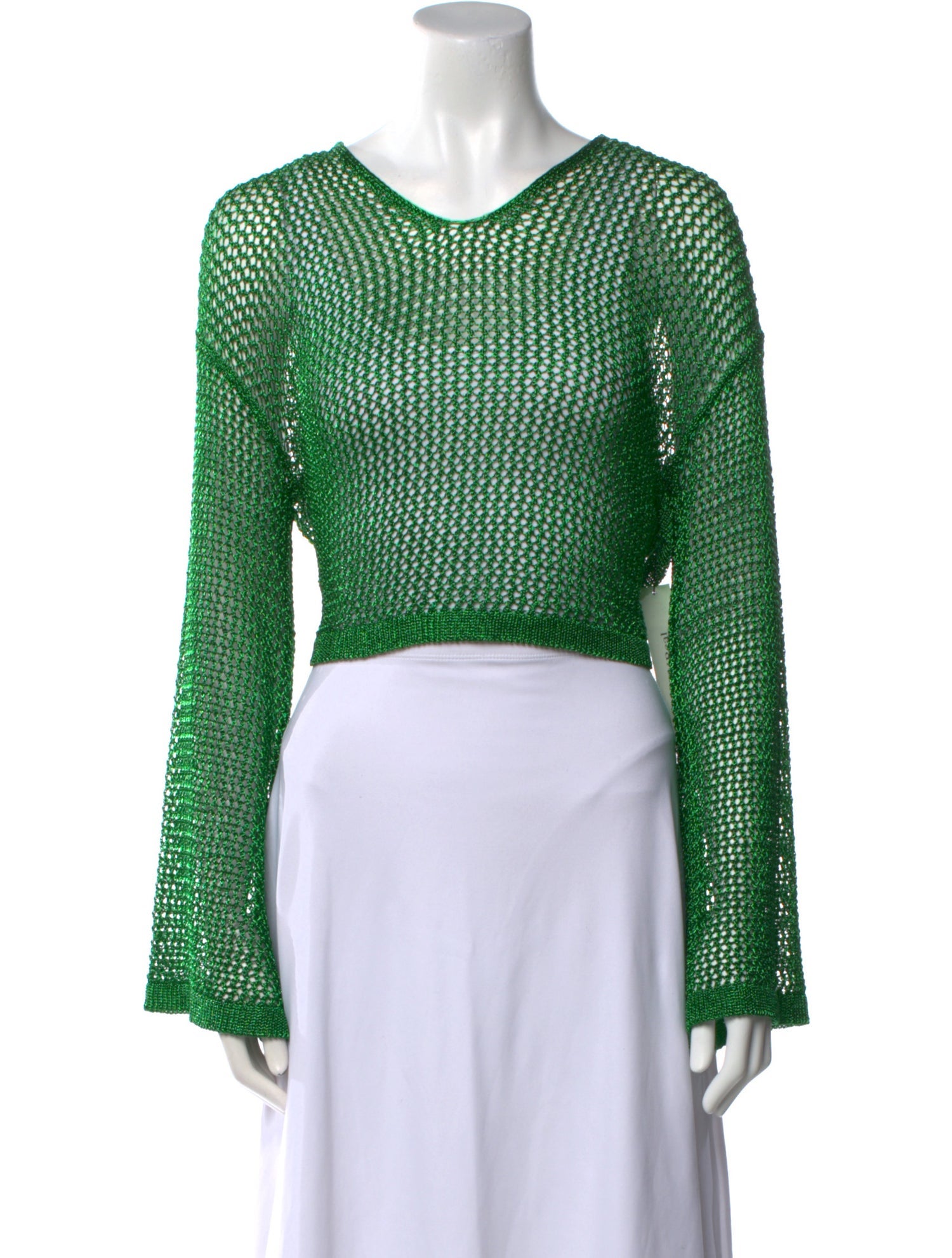 Cult Gaia V-Neck Long Sleeve Crop Top