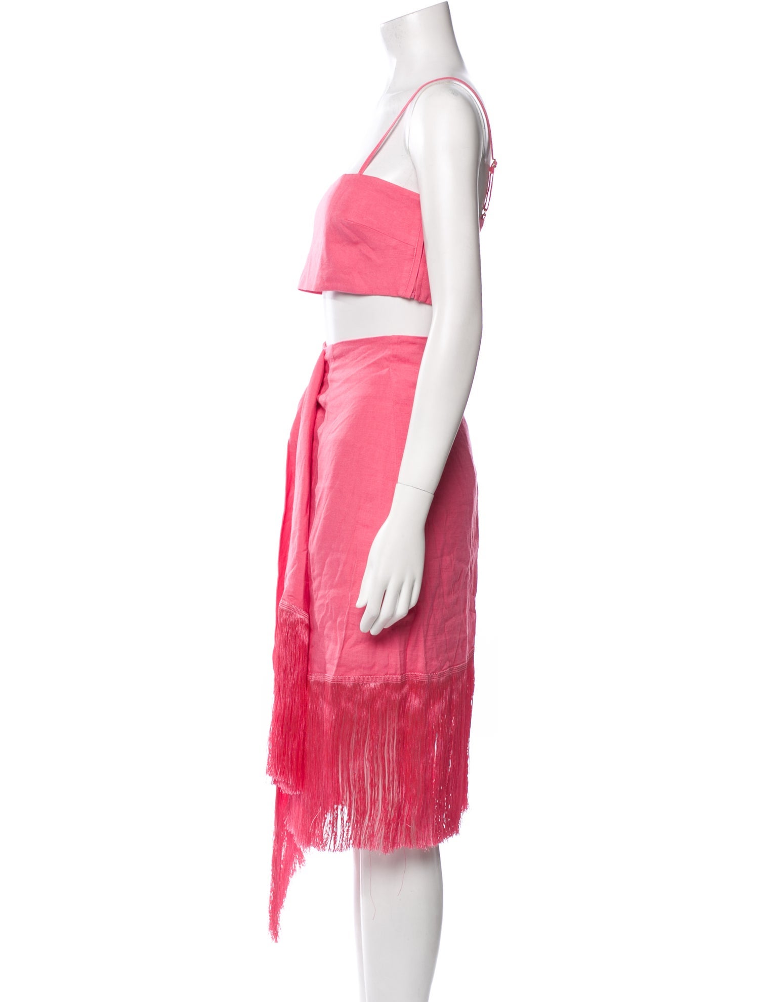 Cult Gaia Linen Fringe Trim Accent Skirt Set