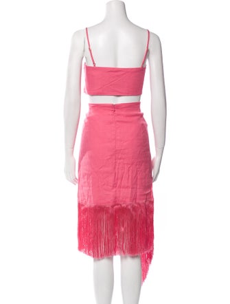 Cult Gaia Linen Fringe Trim Accent Skirt Set