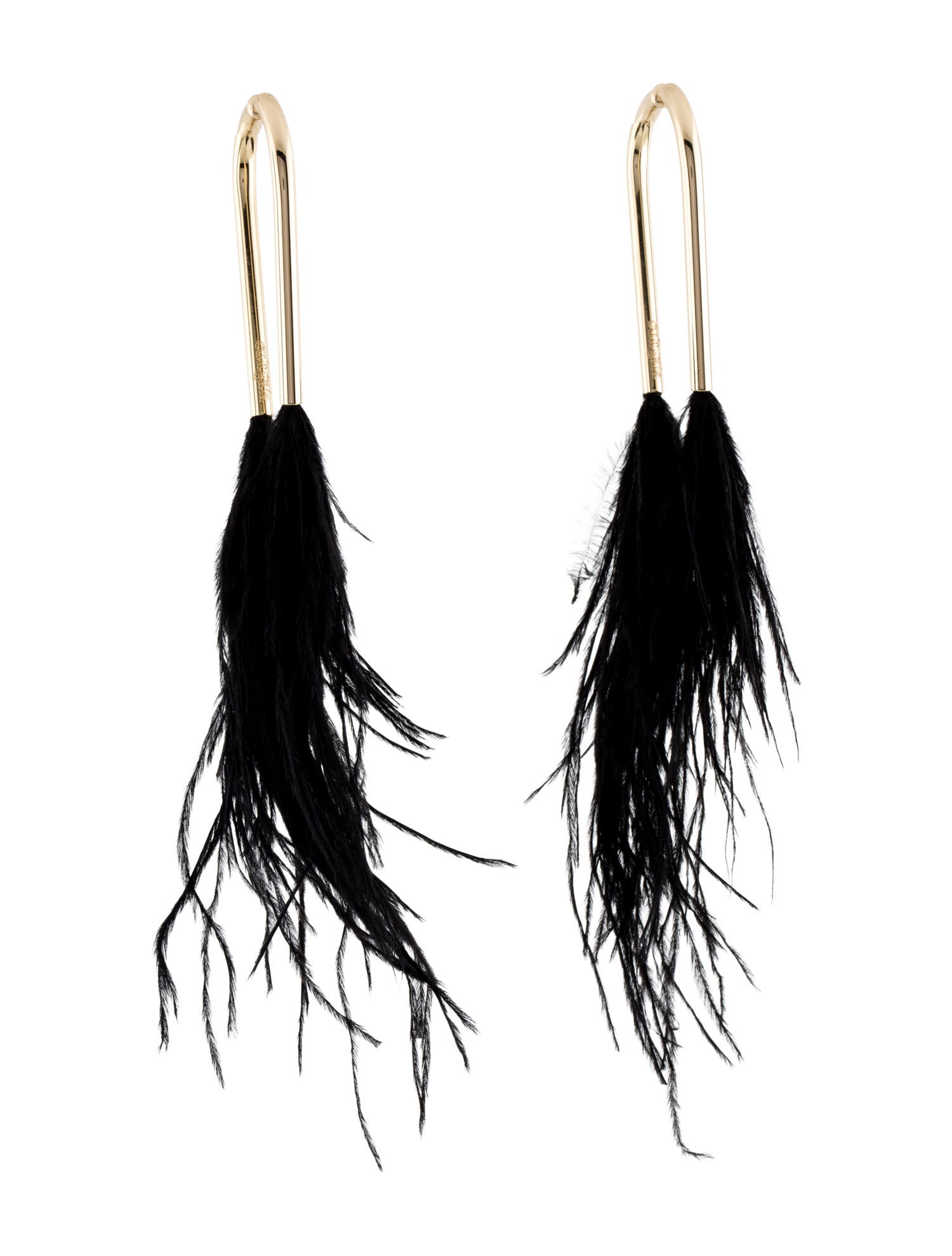 Cult Gaia Ostrich Feather Meta Drop Earrings