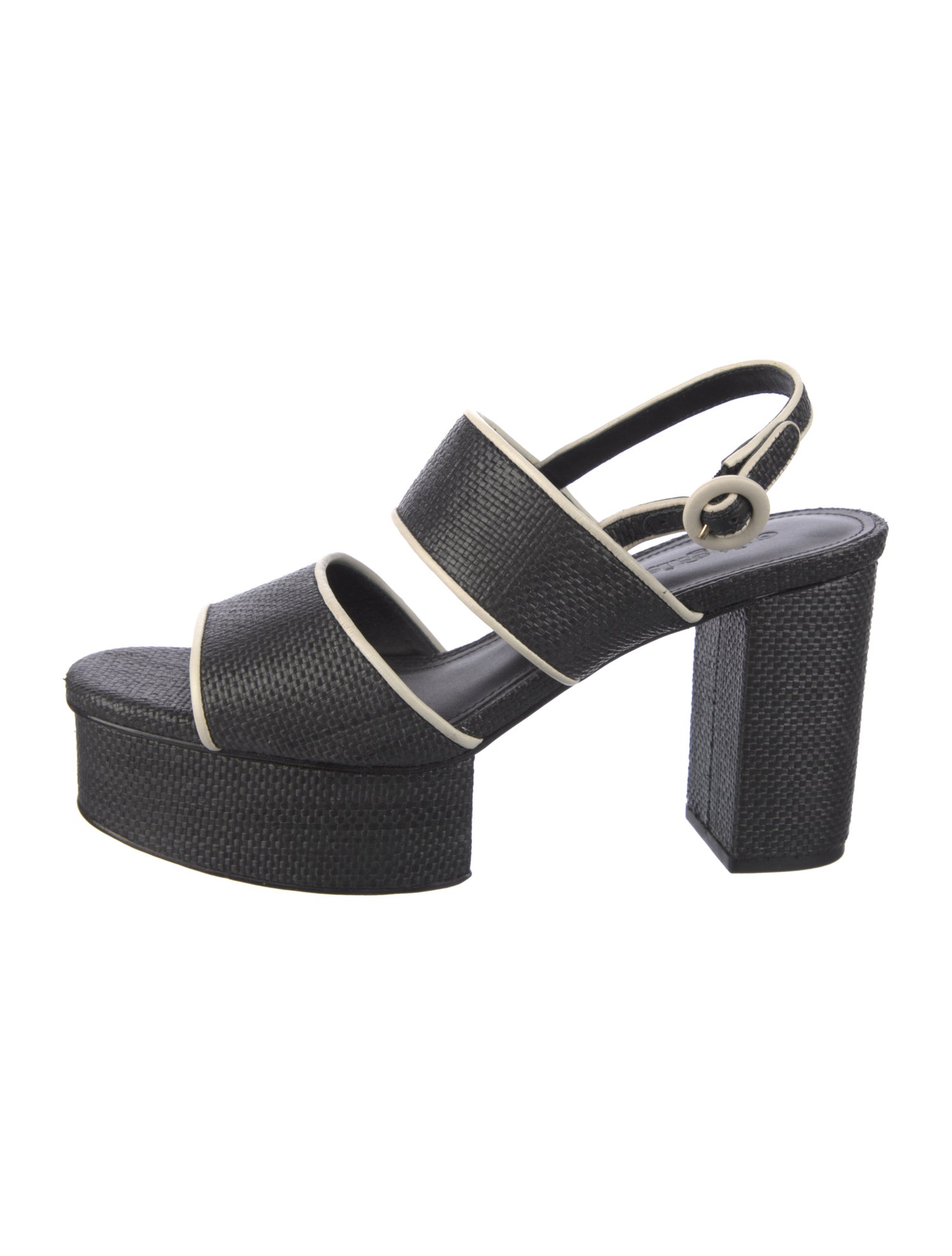 Cult Gaia Raffia Striped Slingback Pumps