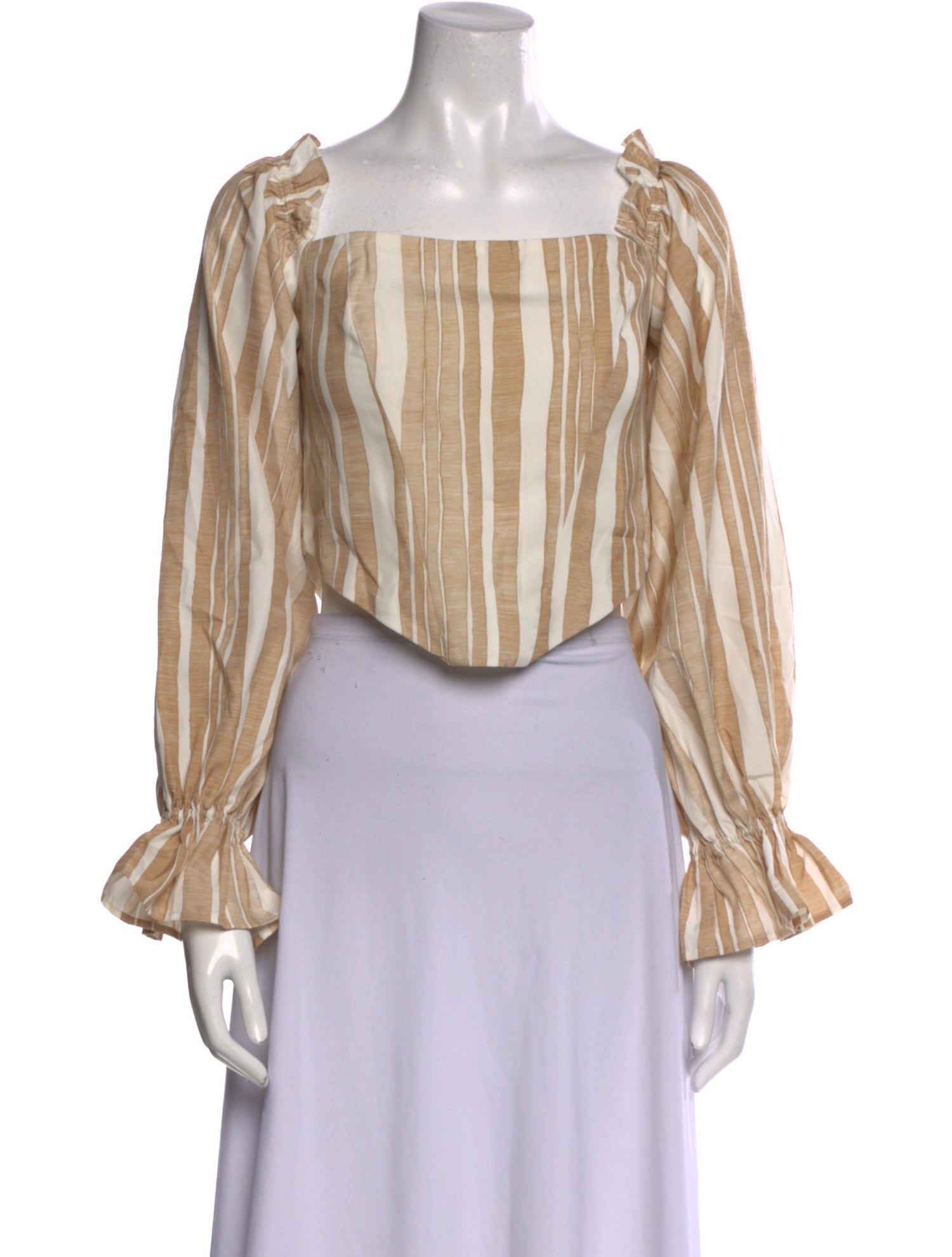 Cult Gaia Striped Square Neckline Crop Top