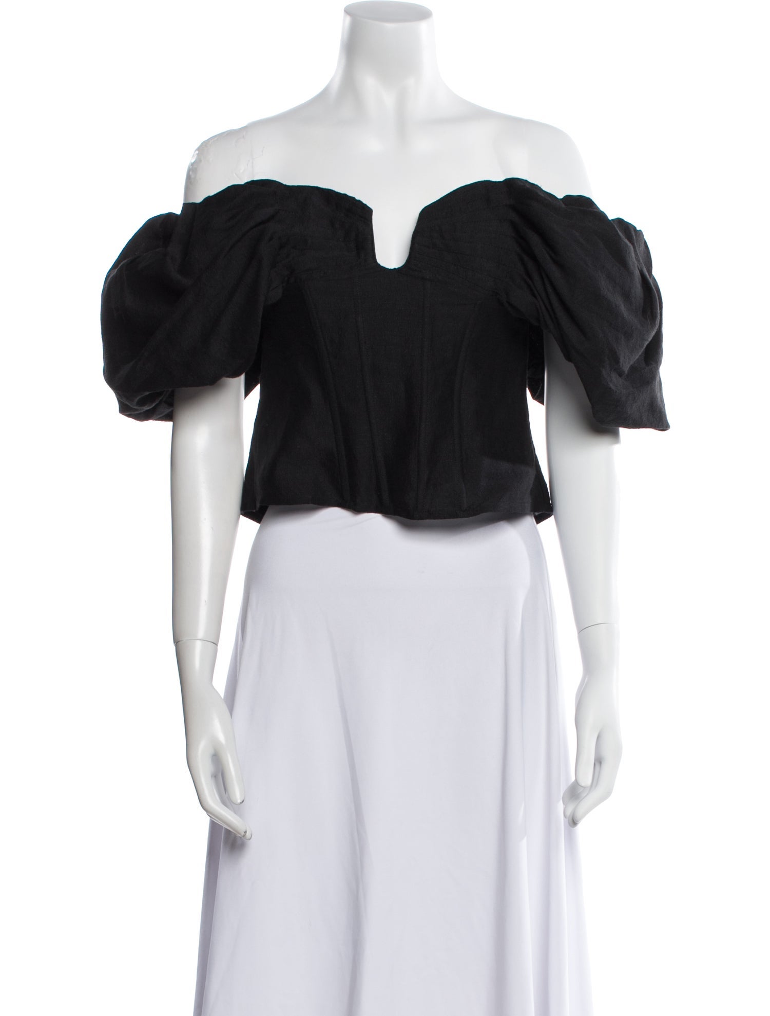 Cult Gaia Off-The-Shoulder Short Sleeve Crop Top