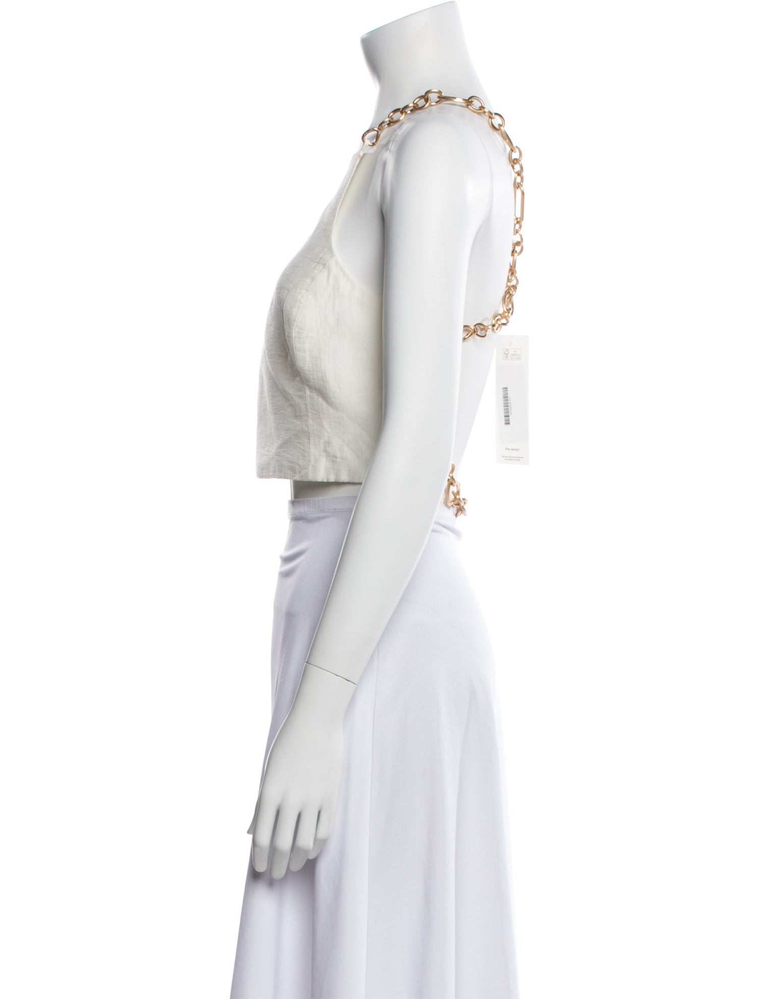 Cult Gaia Linen Square Neckline Crop Top