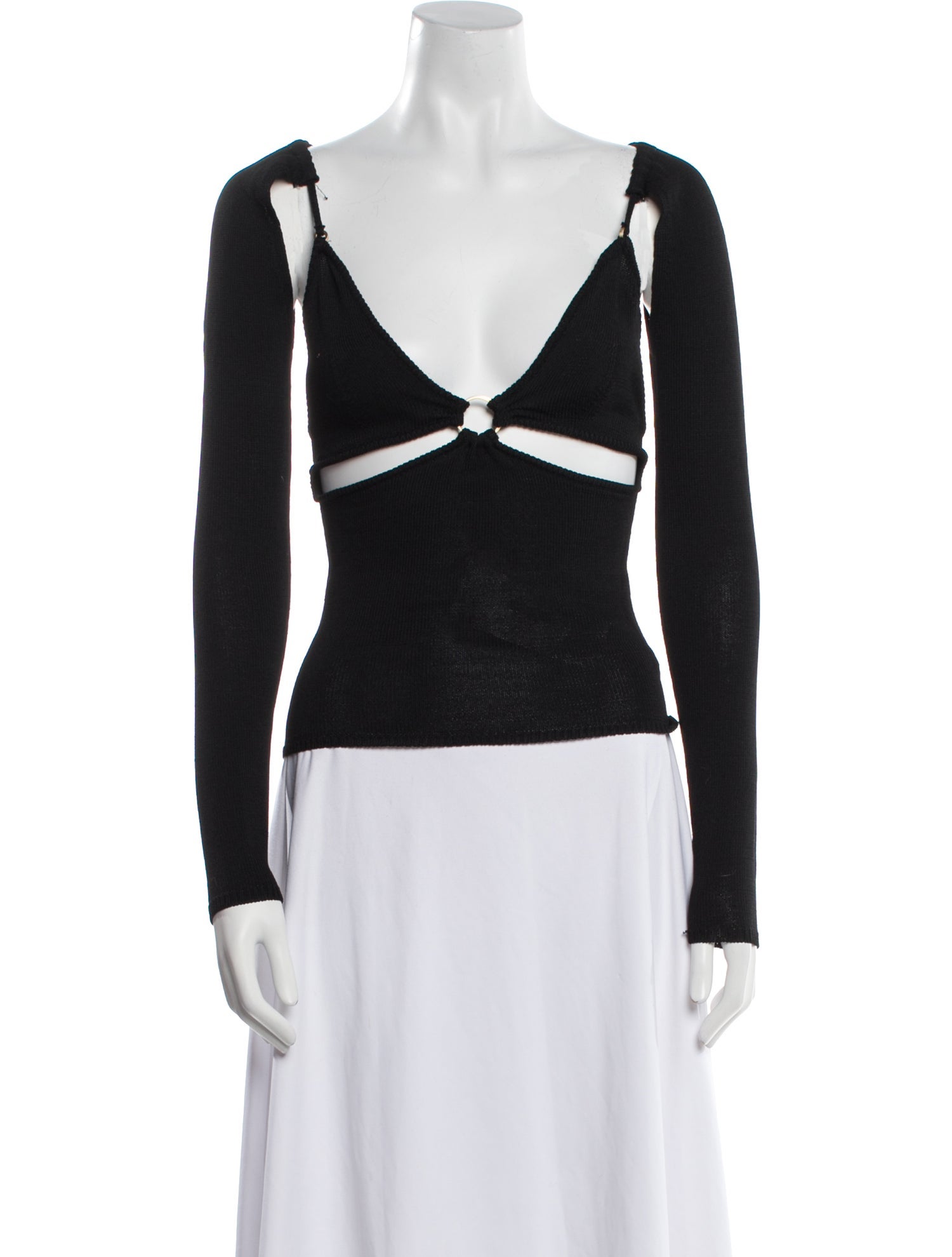 Cult Gaia V-Neck Long Sleeve Top