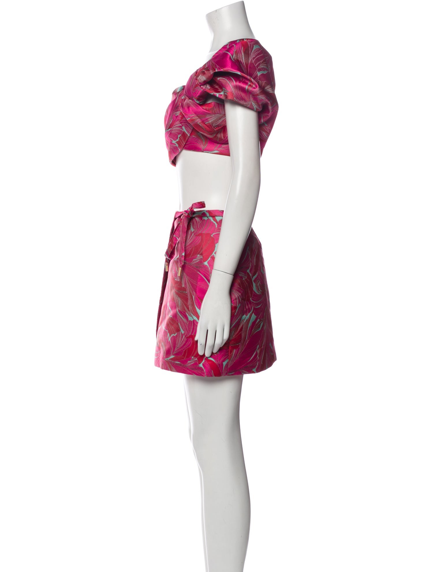 Cult Gaia Floral Print Pleated Accents Skirt Set