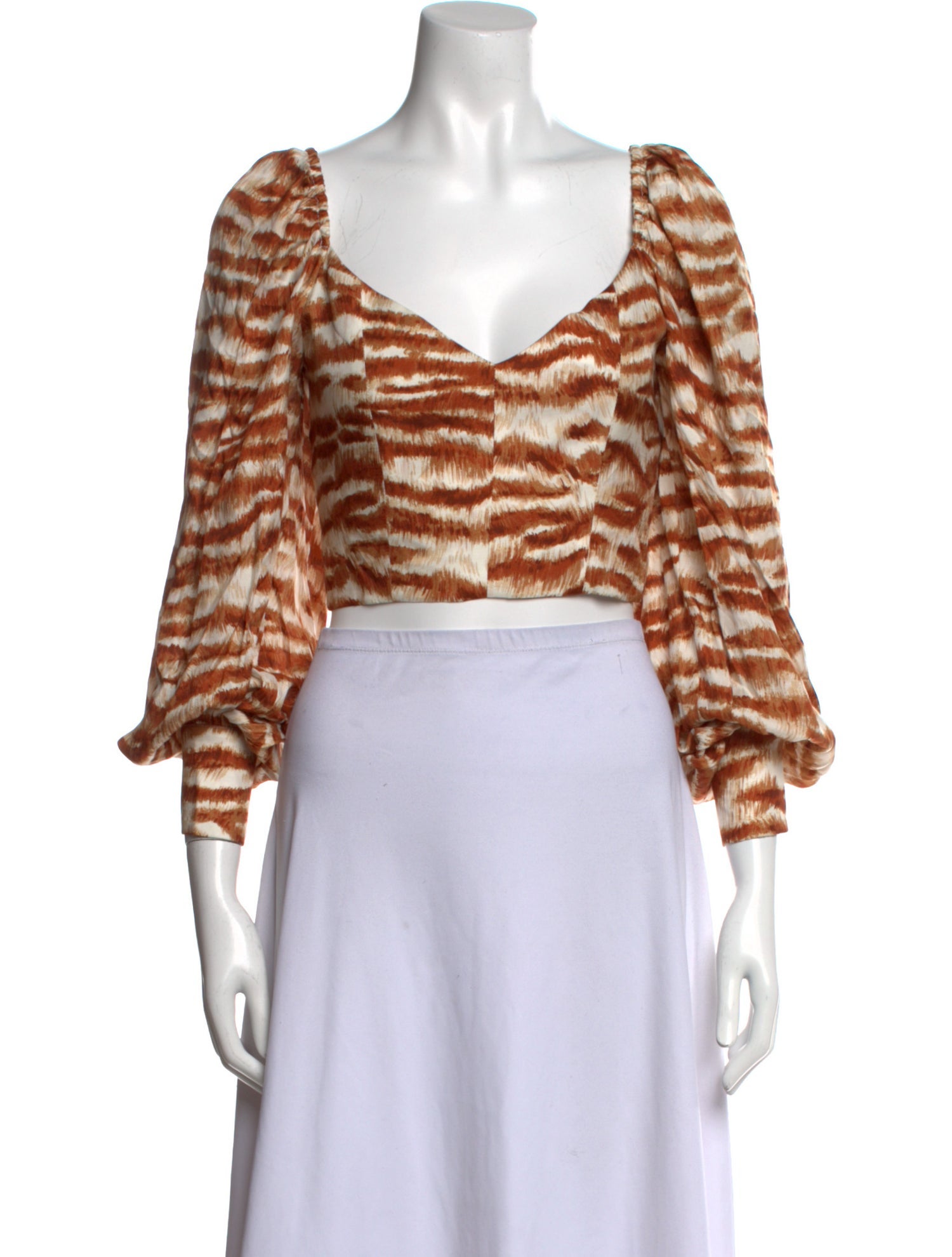 Cult Gaia Animal Print V-Neck Crop Top w/ Tags