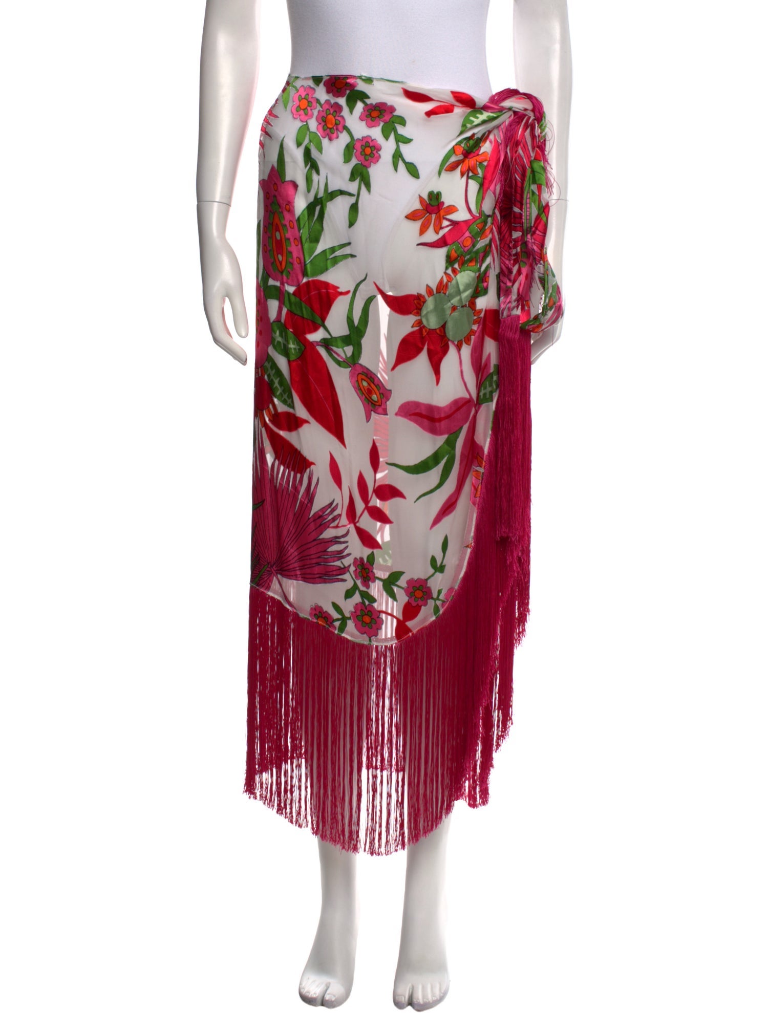 Cult Gaia Floral Print Midi Length Skirt