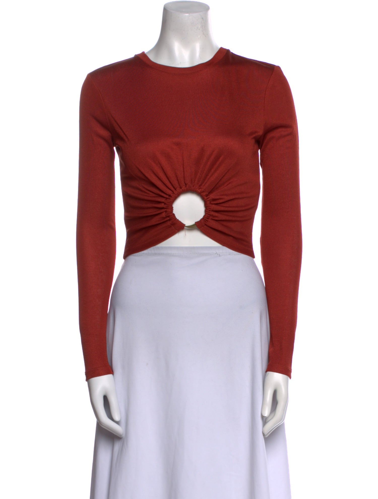 Cult Gaia Crew Neck Long Sleeve Crop Top