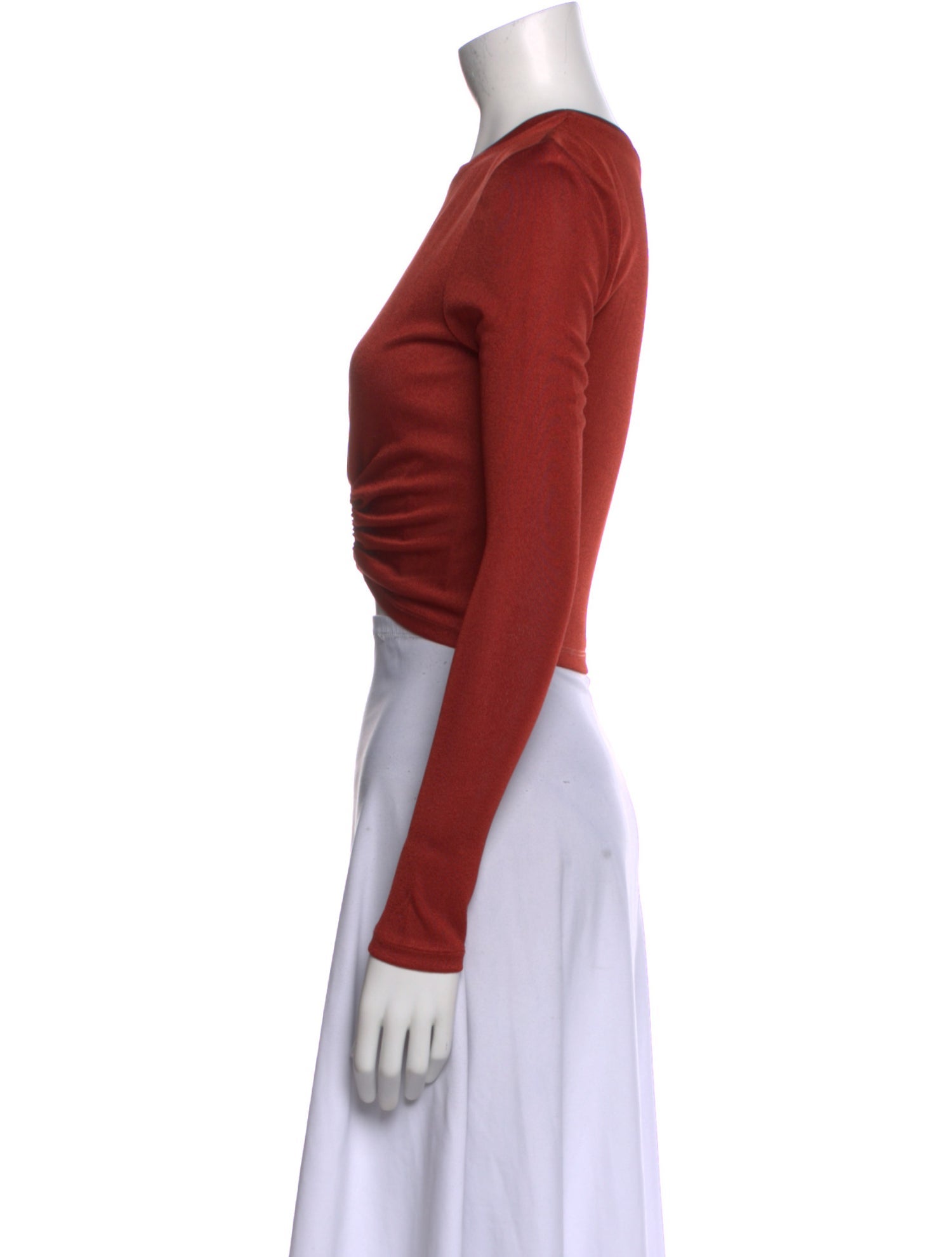 Cult Gaia Crew Neck Long Sleeve Crop Top