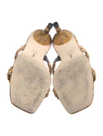 Cult Gaia Leather Animal Print Slides