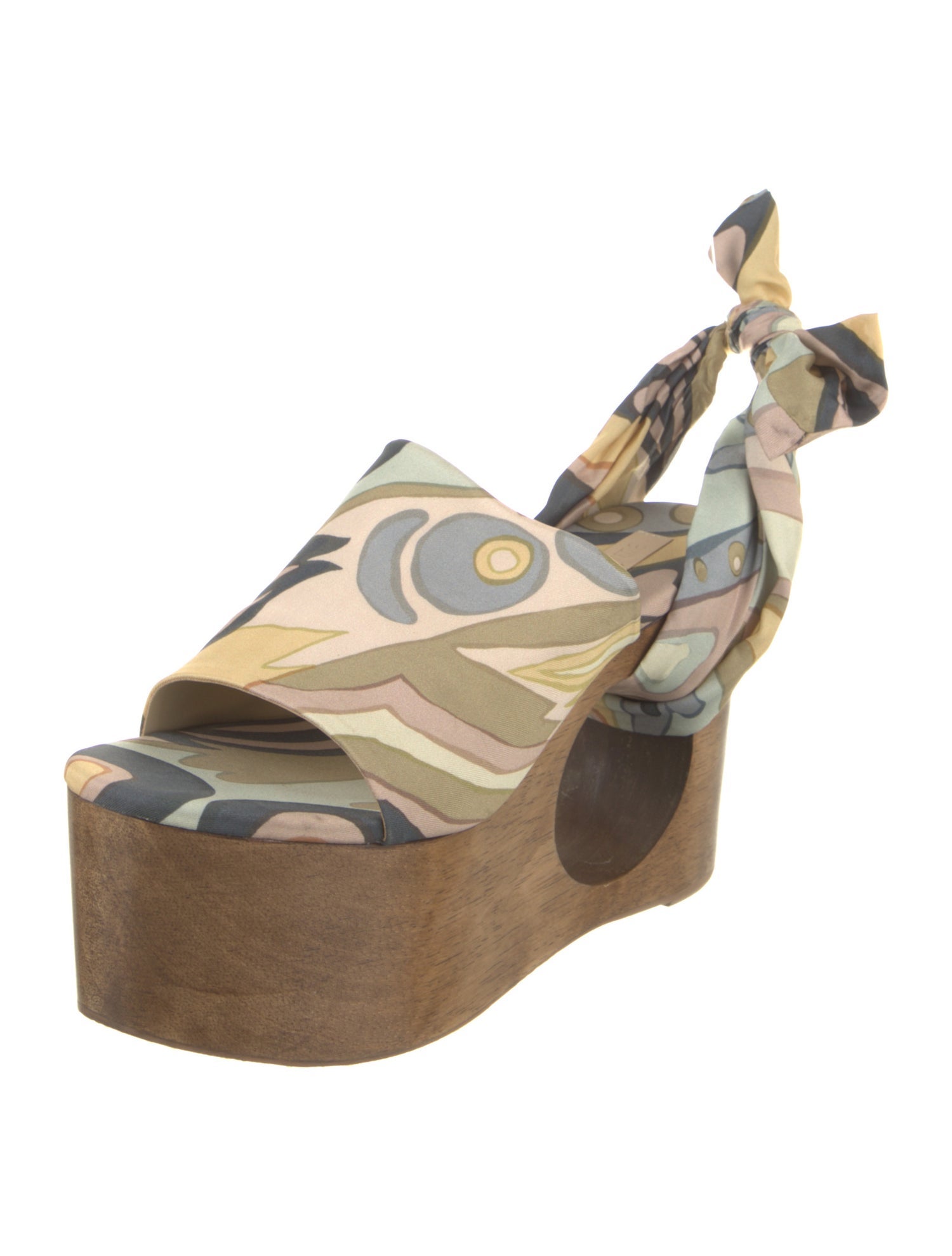 Cult Gaia Printed Cutout Accent Slingback Sandals