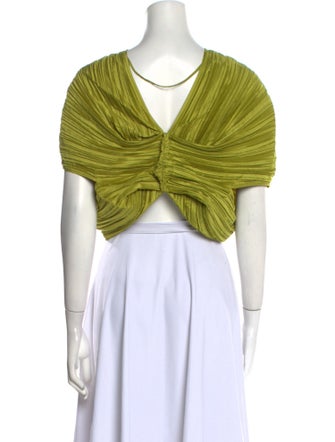 Cult Gaia V-Neck Short Sleeve Crop Top